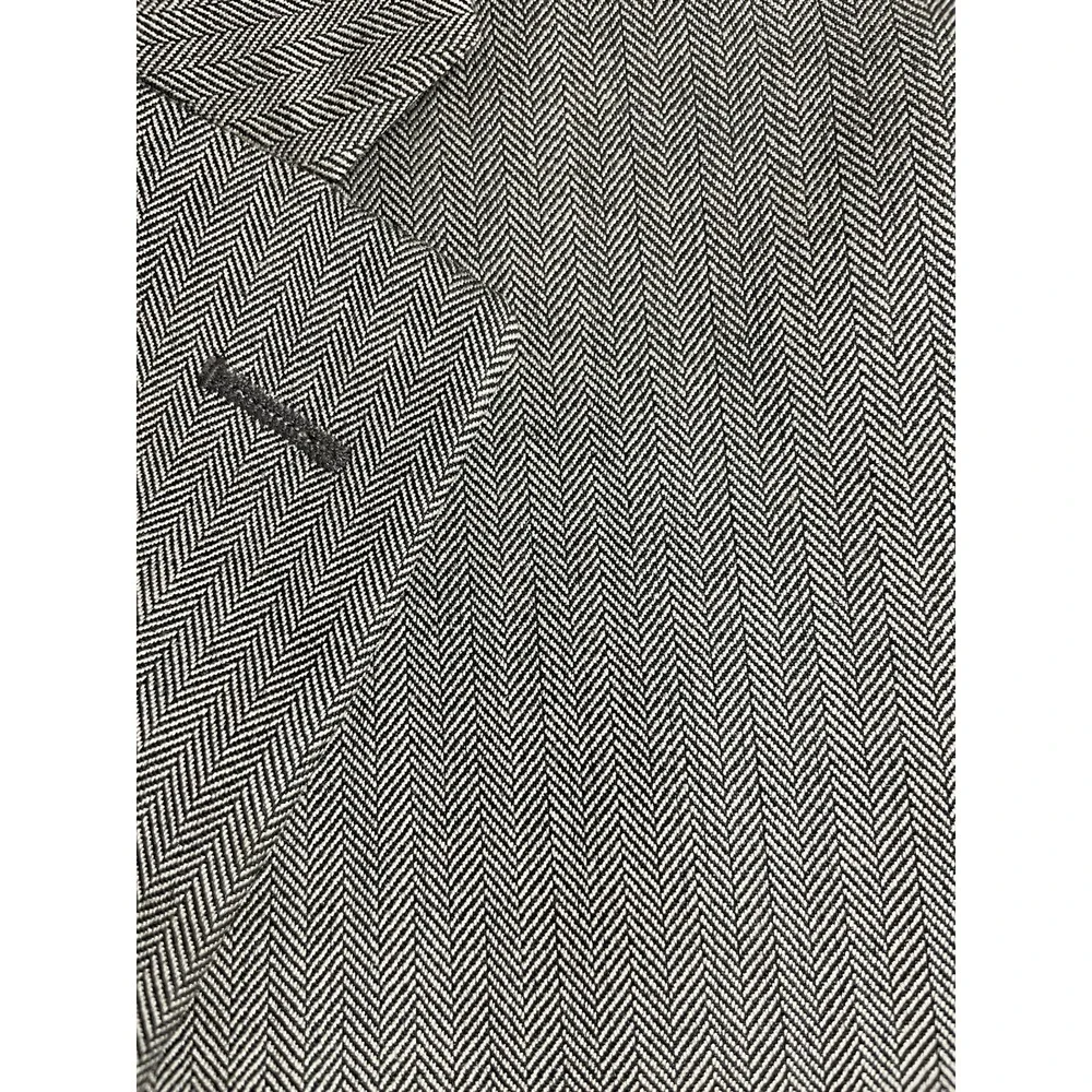 Lauren Ralph Lauren Silk Wool Suit Coat Jacket Men's 40R Beige/Brown Herringbone